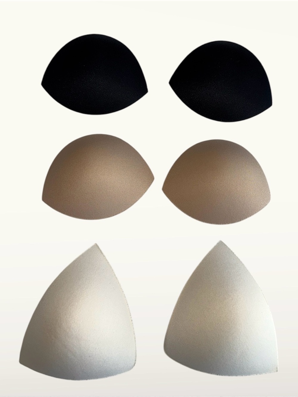 Removable Bra Cup Inserts - Black, Nude, White (Set of 3)